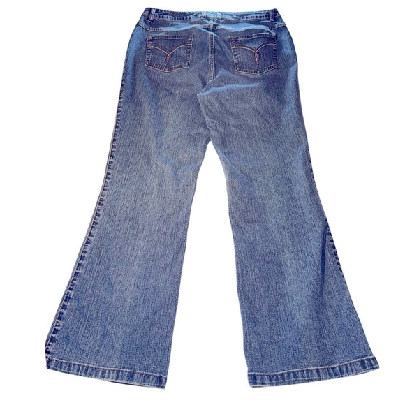 Westport Women's Blue Jeans Size 12 High-Rise Wide Leg Stretch Denim Med Wash - Picture 2 of 5